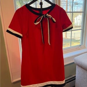Red Bow Tie Shift Dress * Navy and White * 4th of July * Patriotic * Work Dress